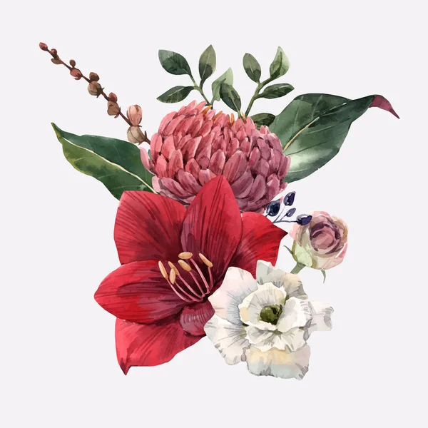 Aquarela flores vetor ilustração —  Vetores de Stock