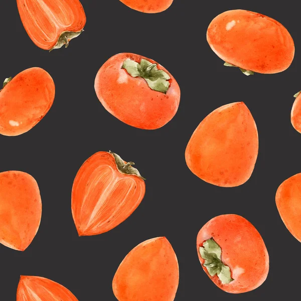 Aquarel persimmon patroon — Stockfoto