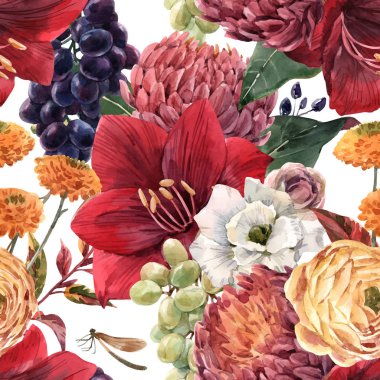 Suluboya çiçek vektör desen