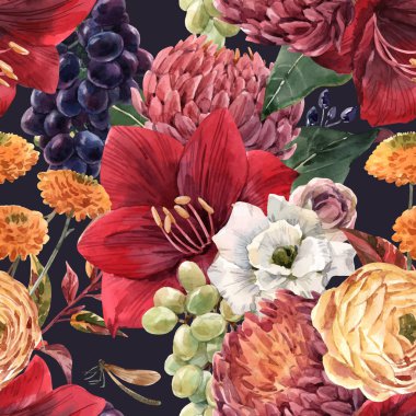 Suluboya çiçek vektör desen