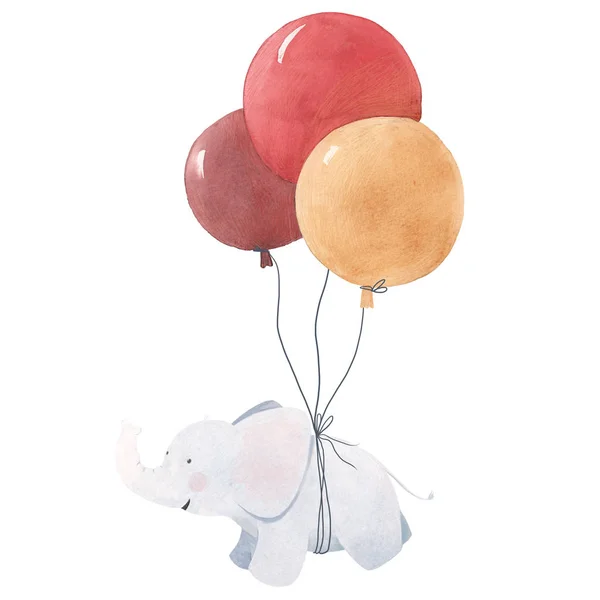 Watercolor baby elephant illustration — Stock Photo, Image