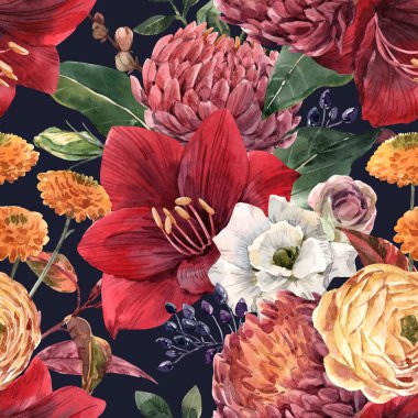 Suluboya çiçek deseni