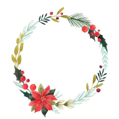 Suluboya çiçek çelengi