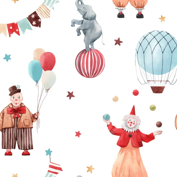 Watercolor circus vector pattern — Stock Vector