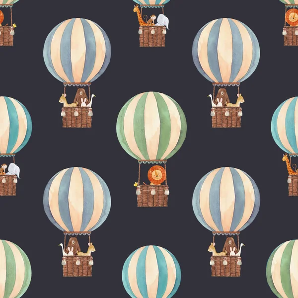 Akwarela powietrze balonem wzór — Zdjęcie stockowe