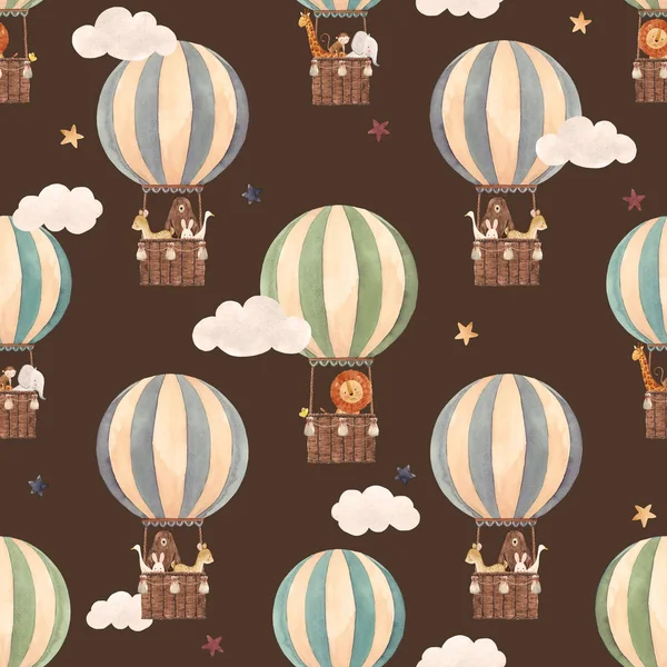 Watercolor air baloon pattern — Stock Photo, Image