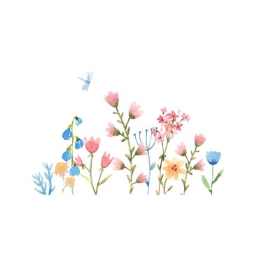 Suluboya çiçek vektör kompozisyon