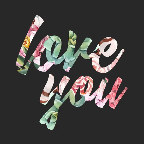 Floral liefde aquarel vector die u word — Stockvector