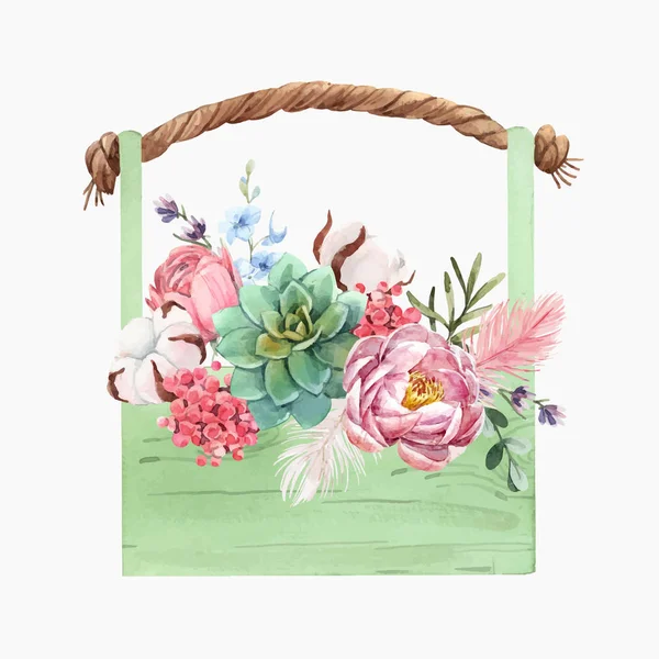 Composição vetorial floral aquarela —  Vetores de Stock