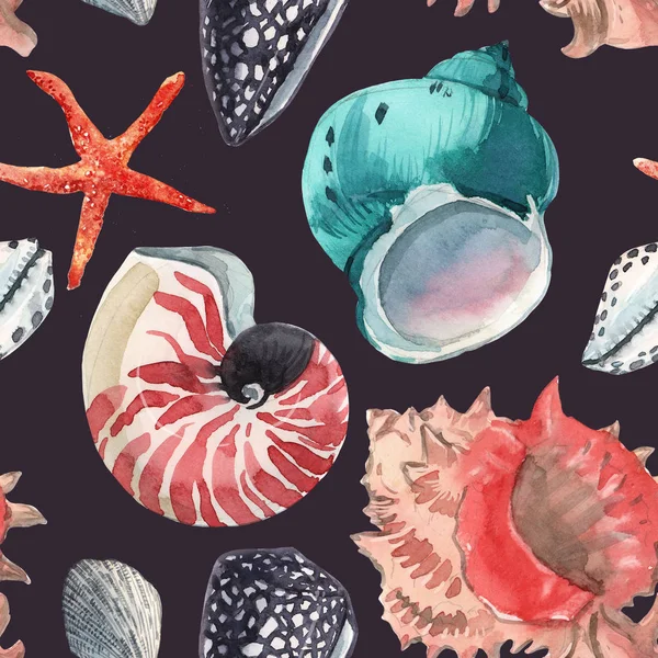 Watercolor sea life pattern — Stock Photo, Image
