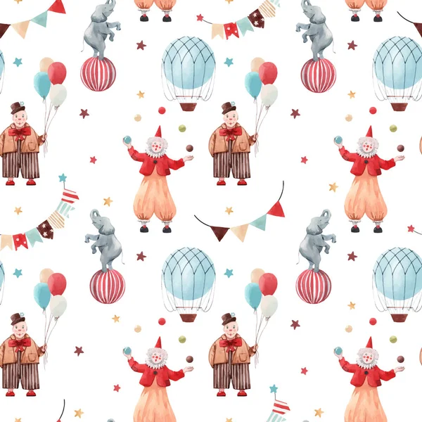 Watercolor circus vector pattern — Stock Vector