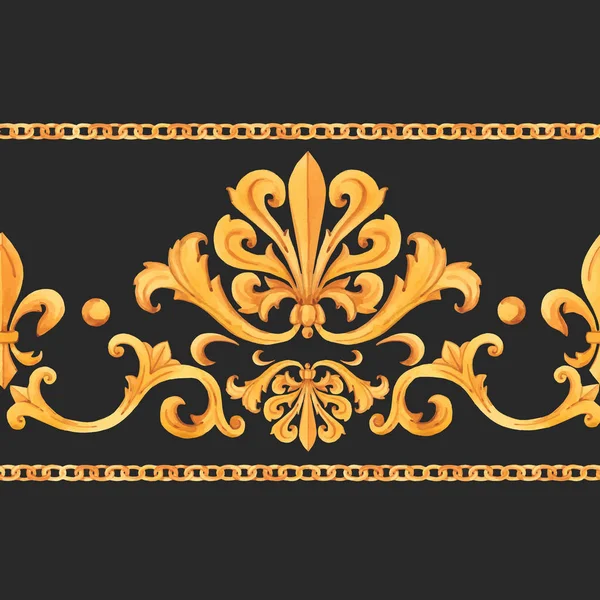 Baroque doré riche motif vectoriel de luxe — Image vectorielle