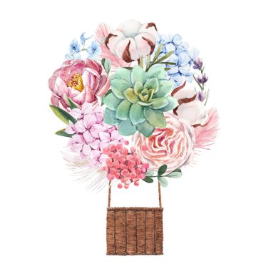 Suluboya çiçek kompozisyon