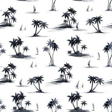 Suluboya soyut tropikal desen