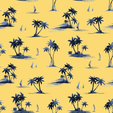 Suluboya soyut tropikal desen