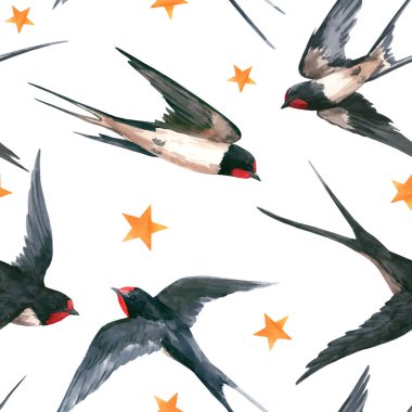 Suluboya swallow vektör desen