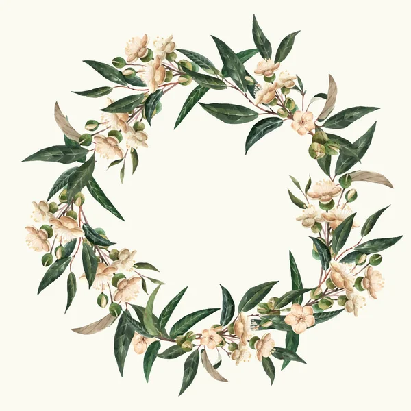 Corona vectorial floral acuarela — Vector de stock