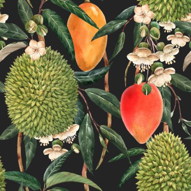 Suluboya durian tropikal seamless modeli