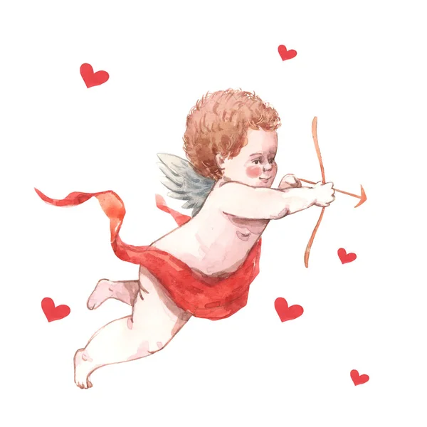 Watercolor angel putti illustration — Stock Photo, Image
