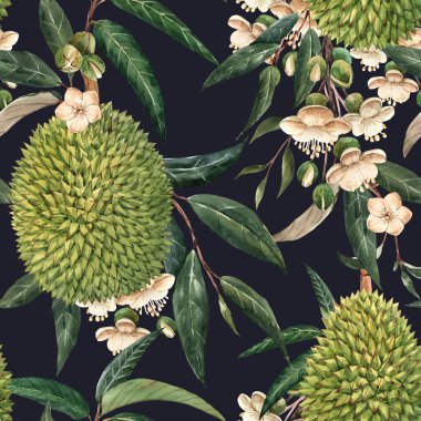 Suluboya durian tropikal seamless modeli