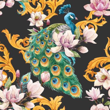 Suluboya tavuskuşu vektör desen