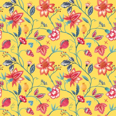 Suluboya çiçek deseni