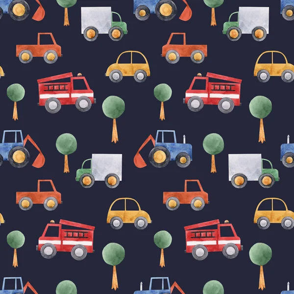 Watercolor baby car vehicle pattern — Stock Photo, Image