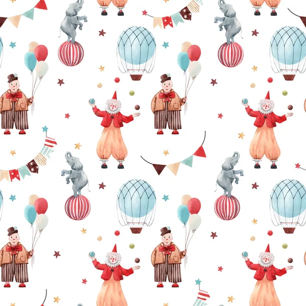 Watercolor circus pattern — Stock Photo, Image