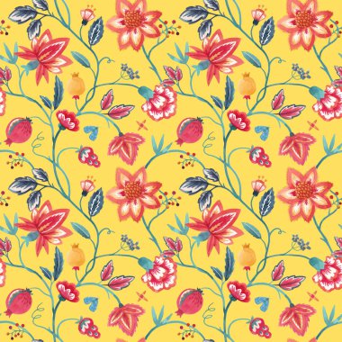 Suluboya çiçek vektör desen