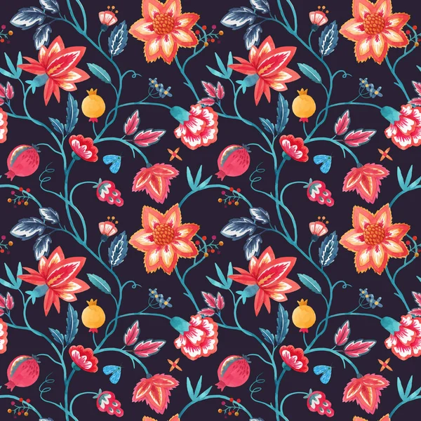 Patrón vectorial floral acuarela — Vector de stock