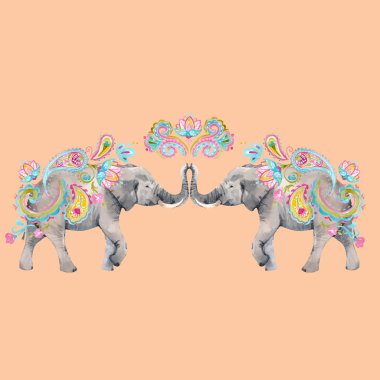 Suluboya fil illüstrasyon vektör