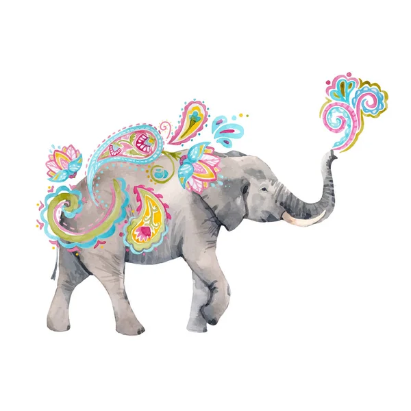 Watercolor elephant vector illustration — Stock Vector