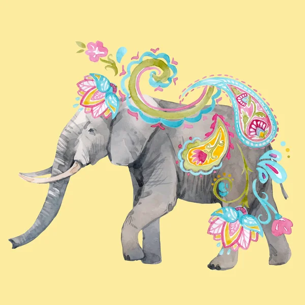 Akvarell elefánt vektoros illusztráció — Stock Vector
