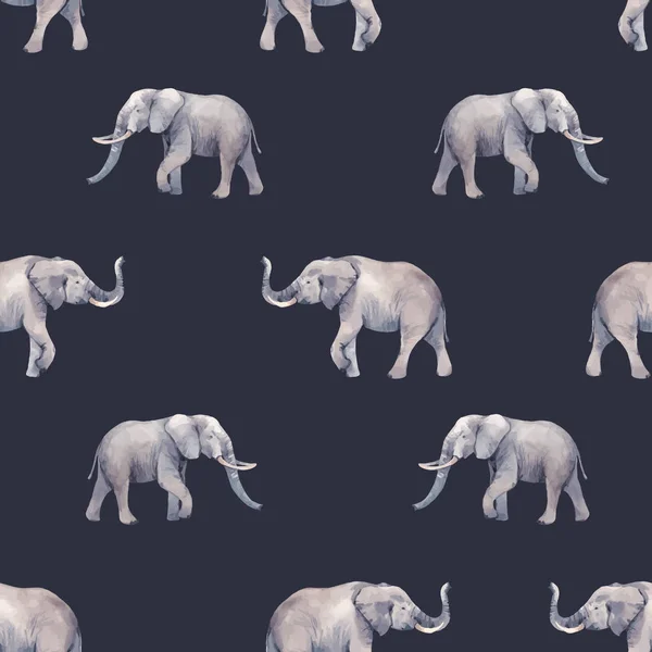 Aquarelle éléphant motif vectoriel sans couture — Image vectorielle