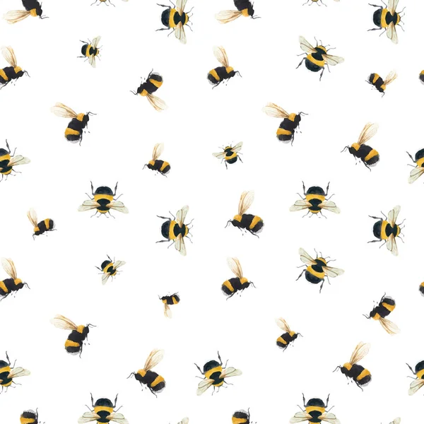 Ακουαρέλα bumblebee διάνυσμα μοτίβο — Διανυσματικό Αρχείο