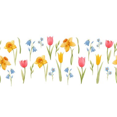 Suluboya bahar çiçek vektör desen