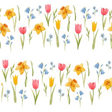Suluboya bahar çiçek vektör desen