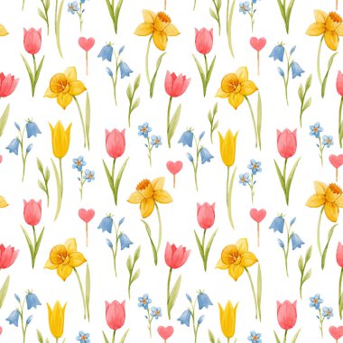 Suluboya bahar çiçek vektör desen