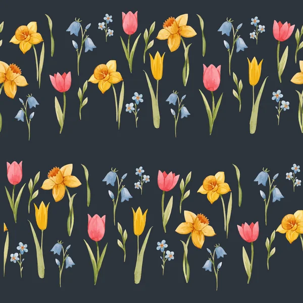 Akvarell tavaszi virágos vektoros mintát — Stock Vector