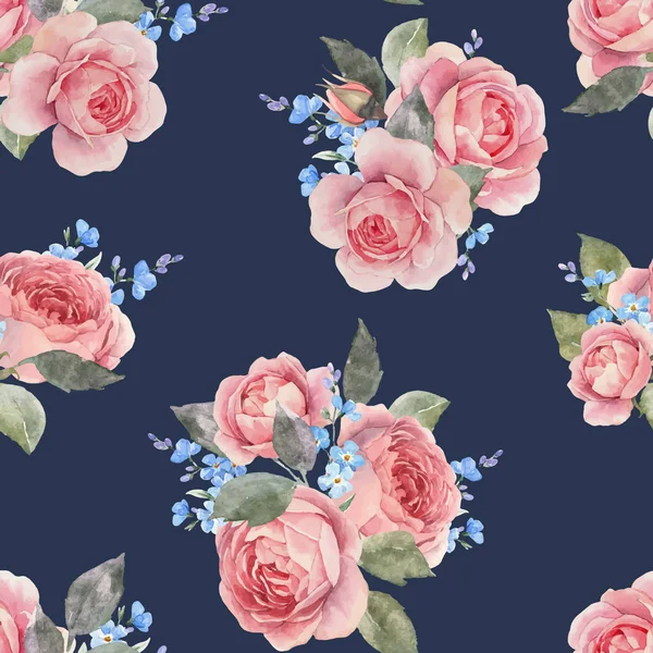 Aquarelle rose motif vecteur floral — Image vectorielle