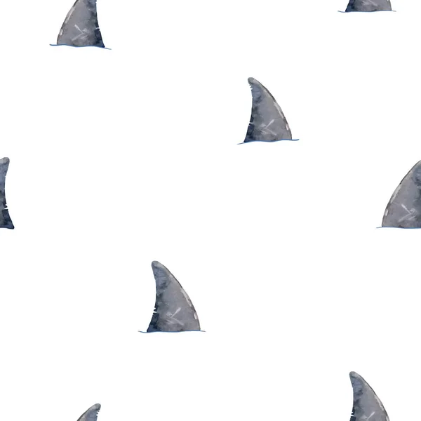 Patrón vectorial de tiburón acuarela — Archivo Imágenes Vectoriales