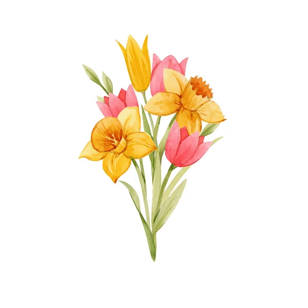 Aquarel lente bloemen boeket — Stockfoto