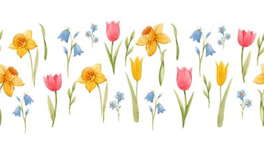 Suluboya bahar çiçek desenli