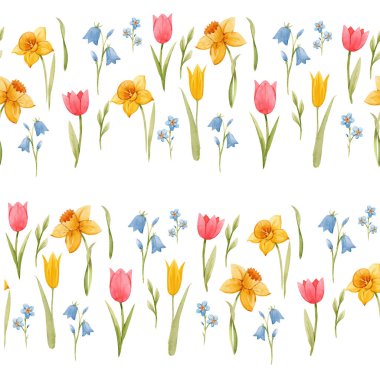 Suluboya bahar çiçek desenli