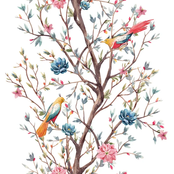Padrão de árvore aquarela — Fotografia de Stock