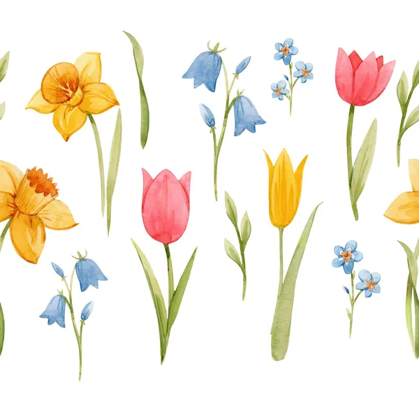 Акварельний весняний квітковий візерунок — стокове фото