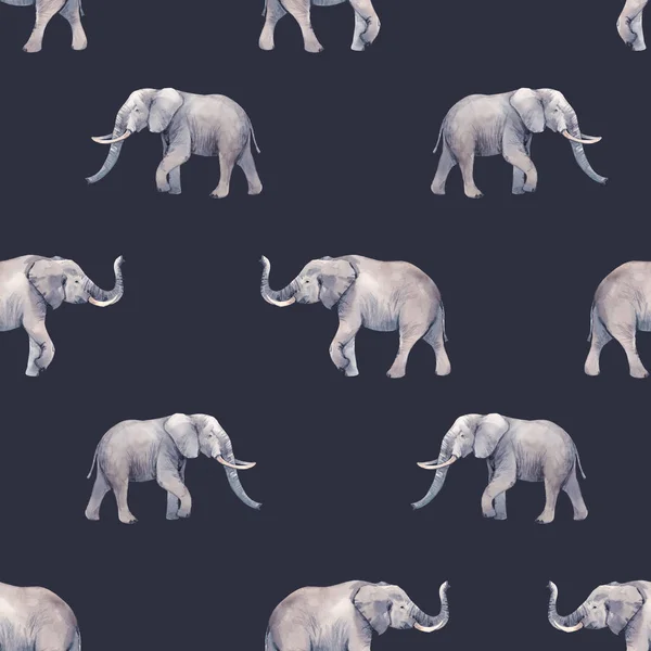 Patrón sin costura de elefante de acuarela — Foto de Stock