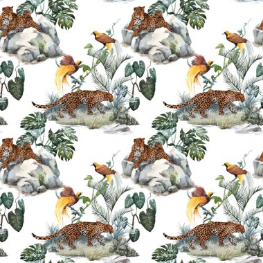 Suluboya tropikal vektör dikişsiz desen