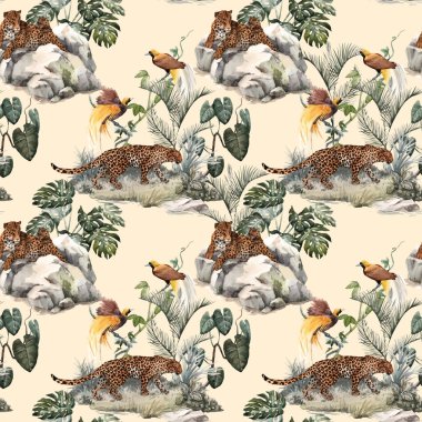 Suluboya tropikal vektör dikişsiz desen