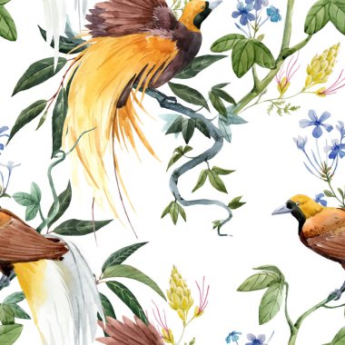 Suluboya tropikal vektör dikişsiz desen